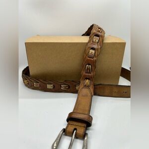 J&M Vintage Woven Leather Western Aztec Pattern Belt Size 38